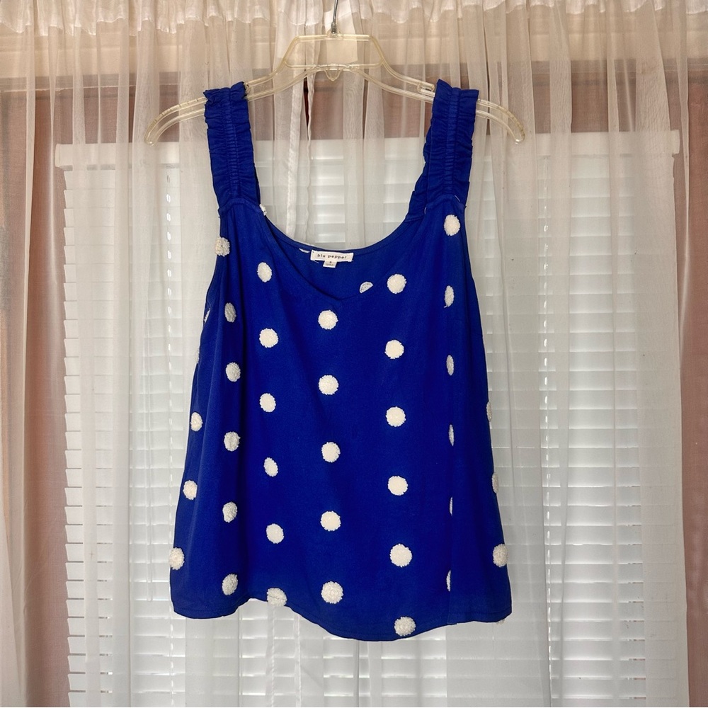 Blu Pepper Pom Pom Tank Top Shirt